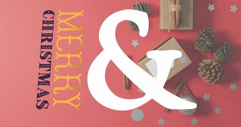 Festive christmas card with gifts and decorations