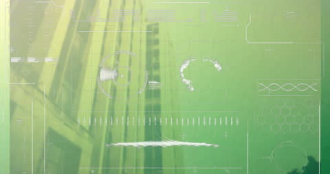 Digital Interface with Earth and Graphs on Green Background