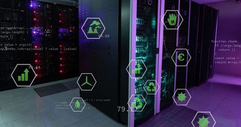 server room with digital data processing visual elements - Download Free Stock Images Pikwizard.com