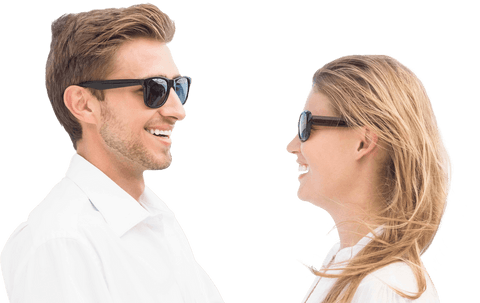 Caucasian Couple Smiling with Sunglasses on Transparent Background - Download Free Stock Videos Pikwizard.com