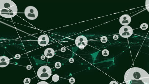 Abstract Digital Network with User Icons and Connections