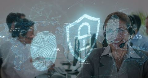 Global Cybersecurity Concept in Modern Office