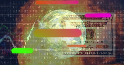Global Financial Crisis Animation with Digital Data Overlay