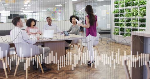 Financial Analysis Overlaid on Diverse Business Meeting - Download Free Stock Images Pikwizard.com