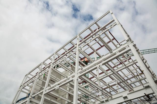 Low angle view of scafolding on building at construction site