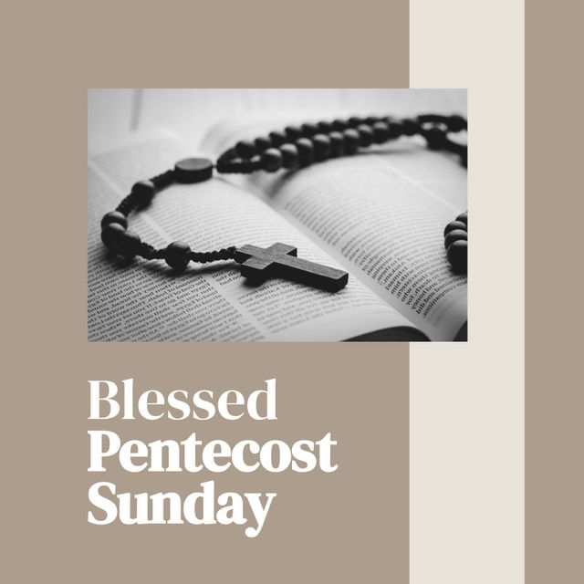 Pentecost Sunday with Rosary on Open Bible - Download Free Stock Templates Pikwizard.com