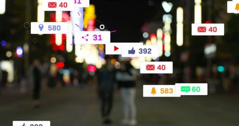 Social Media Engagement Metrics In Urban Night Scene