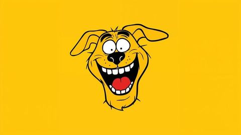 Whimsical cartoon dog head with exaggerated features