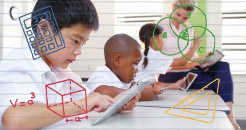 Students Engaging with Digital Tablets for Collaborative Learning Activities