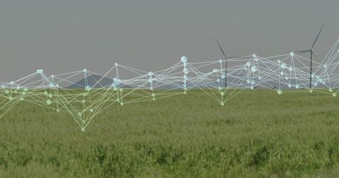 Futuristic Connectivity Network Across Sustainable Farmland with Wind Turbines
