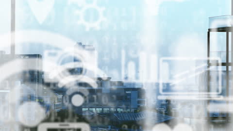 Digital Interface with Urban Scenery Background