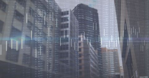 Financial Data Overlay on City Skyscraper Background - Download Free Stock Images Pikwizard.com