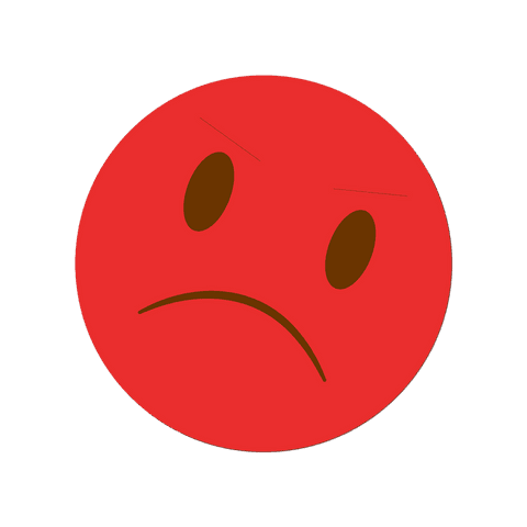 red emoji with frowning face on transparent background - Download Free Stock Videos Pikwizard.com