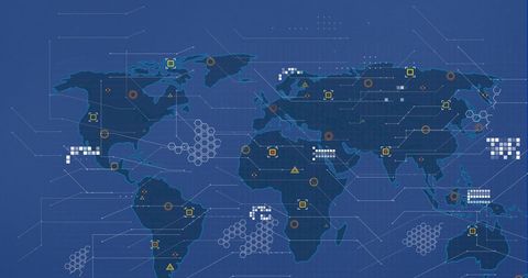 Global Financial Data Processing on Digital World Map Background - Download Free Stock Images Pikwizard.com