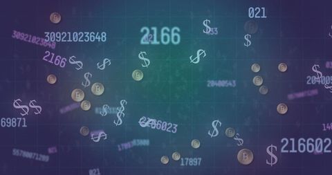 Cryptocurrency and Dollar Symbols on Digital Background - Download Free Stock Images Pikwizard.com