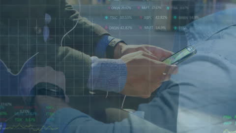 Businessman Analyzing Financial Data on Smartphone with Interactive Graphs