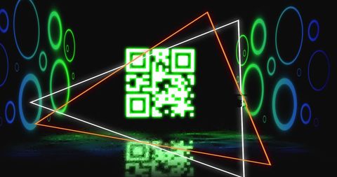 Neon QR Code with Geometric Shapes Illustrating Digital Technology - Download Free Stock Images Pikwizard.com