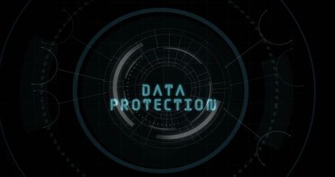 Futuristic Cybersecurity Interface with Data Protection Highlight