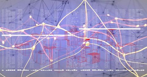 Futuristic Digital Network with Data Cluster Visualization