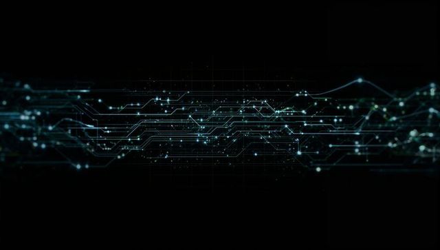 Futuristic Digital Network Grid with Luminescent Circuit Lines