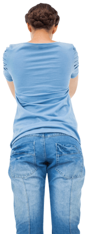 Back View of Woman with Braided Hair Style on Transparent Background