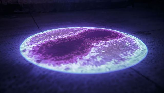 Holographic projection on industrial warehouse floor