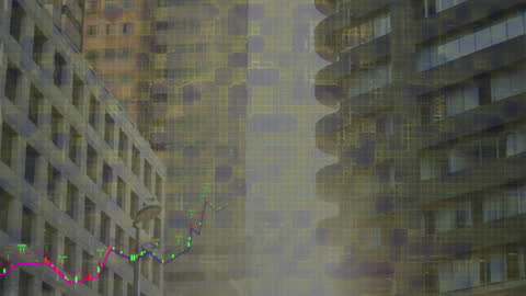 Abstract Urban Finance Concept with Graph and Skyscrapers