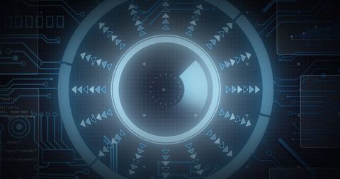 Digital Interface with Radial Scanning Pattern and Data Elements - Download Free Stock Images Pikwizard.com