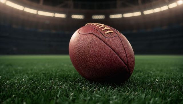American Football on Turf Under Stadium Lights