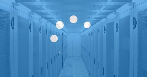 Futuristic Server Room with Digital Interface Visuals - Download Free Stock Images Pikwizard.com
