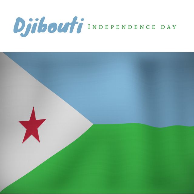 Image can be used to promote Djibouti Independence Day events, educational materials about Djibouti, or as part of a patriotic display. Suitable for social media posts, websites, posters, and announcements related to national celebrations.