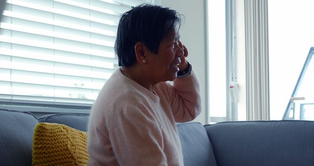 Older Woman Talking on Phone at Home - Download Free Stock Images Pikwizard.com