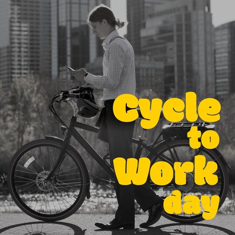 cyclist checking smartphone during cycle to work day - Download Free Stock Templates Pikwizard.com