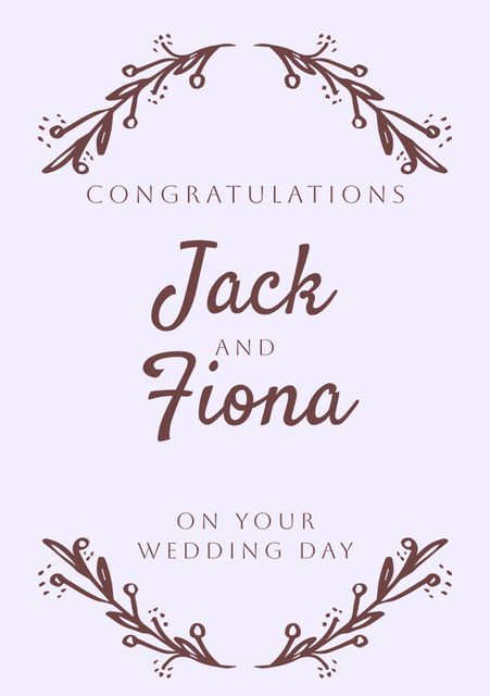 Elegant Wedding Congratulations Card with Floral Accents - Download Free Stock Templates Pikwizard.com