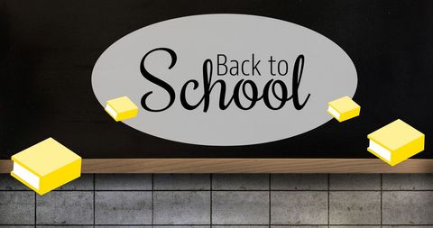 Back to school concept with blackboard and books