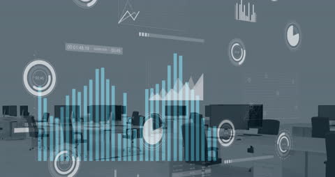 Digital Data Network and Business Analytic Graphics in Office