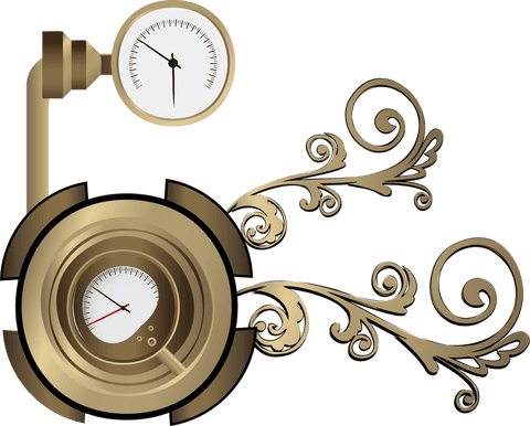 Transparent Steampunk Gauge Assembly with Swirling Filigree - Download Free Stock Videos Pikwizard.com