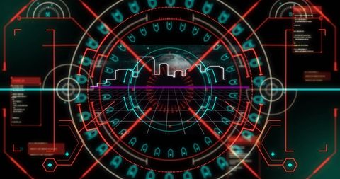 high-tech interface display with data scanning over cityscape and globe - Download Free Stock Images Pikwizard.com