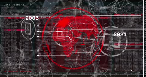 Digital Interface Animation with Globe and Data Processing
