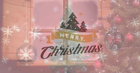 Festive Christmas Tree with Merry Christmas Text - Download Free Stock Images Pikwizard.com