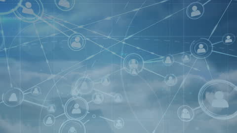 Digital Networking Cloud Concepts Connecting People Icons Over Sky
