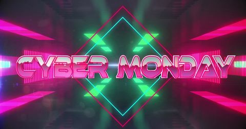 Cyber monday neon lights futuristic digital promotion
