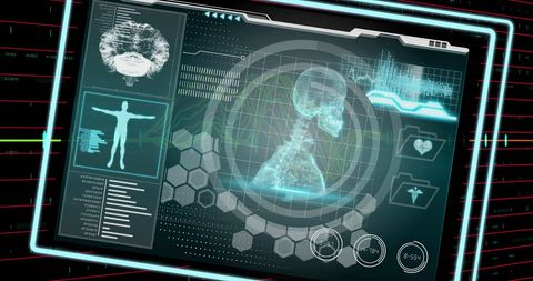 Digital Interface Displaying Medical and Financial Data Overlay