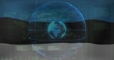 futuristic dot matrix globe with digital interface overlays - Download Free Stock Images Pikwizard.com