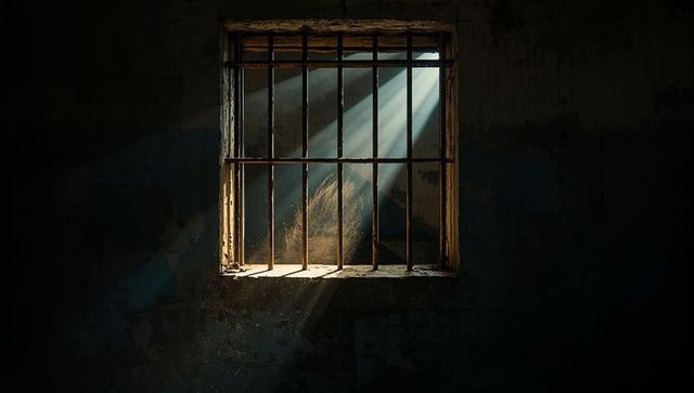 Sunlight Through Bars in Abandoned Prision Cell