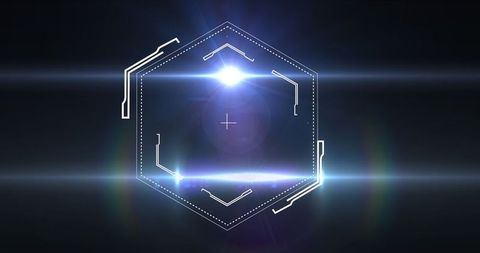 Futuristic Hexagon Shape with Bright Digital Technology Elements