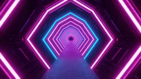 Pulsating Neon Hexagonal Corridor Animation Visualization