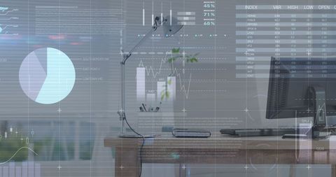 digital interface with statistical data in modern office - Download Free Stock Images Pikwizard.com