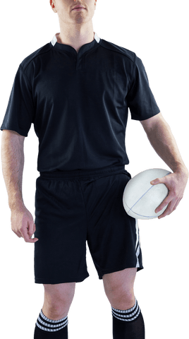 rugby player in transparent kit holding rugby ball confidently - Download Free Stock Videos Pikwizard.com