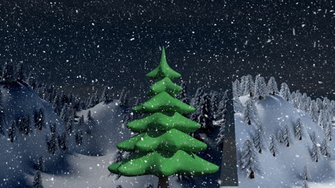 Serene Winter Animation with Snowfall and Pine Trees